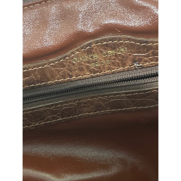 Vtg Pierre Cardin Brown Textured Leather Shoulder Bag Gold Logo Hardware 1970's - Picture 13 of 14
